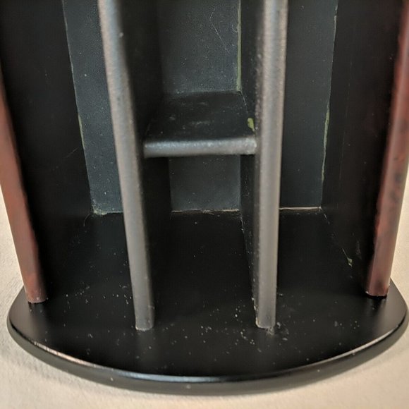 Wooden Remote Control Holder Spinning Rotating Brown Black Caddie Desk Organiser - Picture 10 of 15